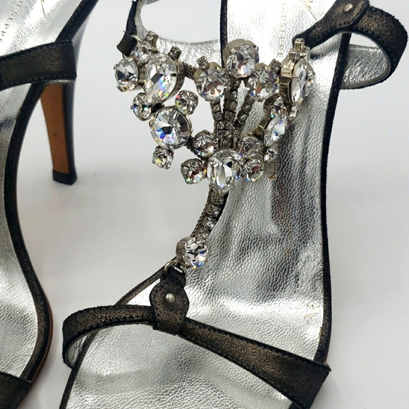 GIUSEPPE ZANOTTI SIZE 39 1/2 COLOR GRAY WITH DIMOND STONES 100% AUTHENTIC - Picture 8 of 9